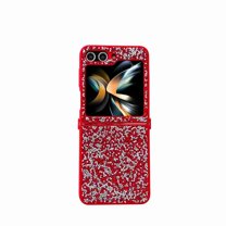 Dteck for Samsung Galaxy Flip 4 Glitter Sparkly Case, Shockproof Bling Shiny Diamond Rhinestone Case with Flexible Plating TPU Bumper Slim Anti-Slip Protective Cover for Women Girls, red
