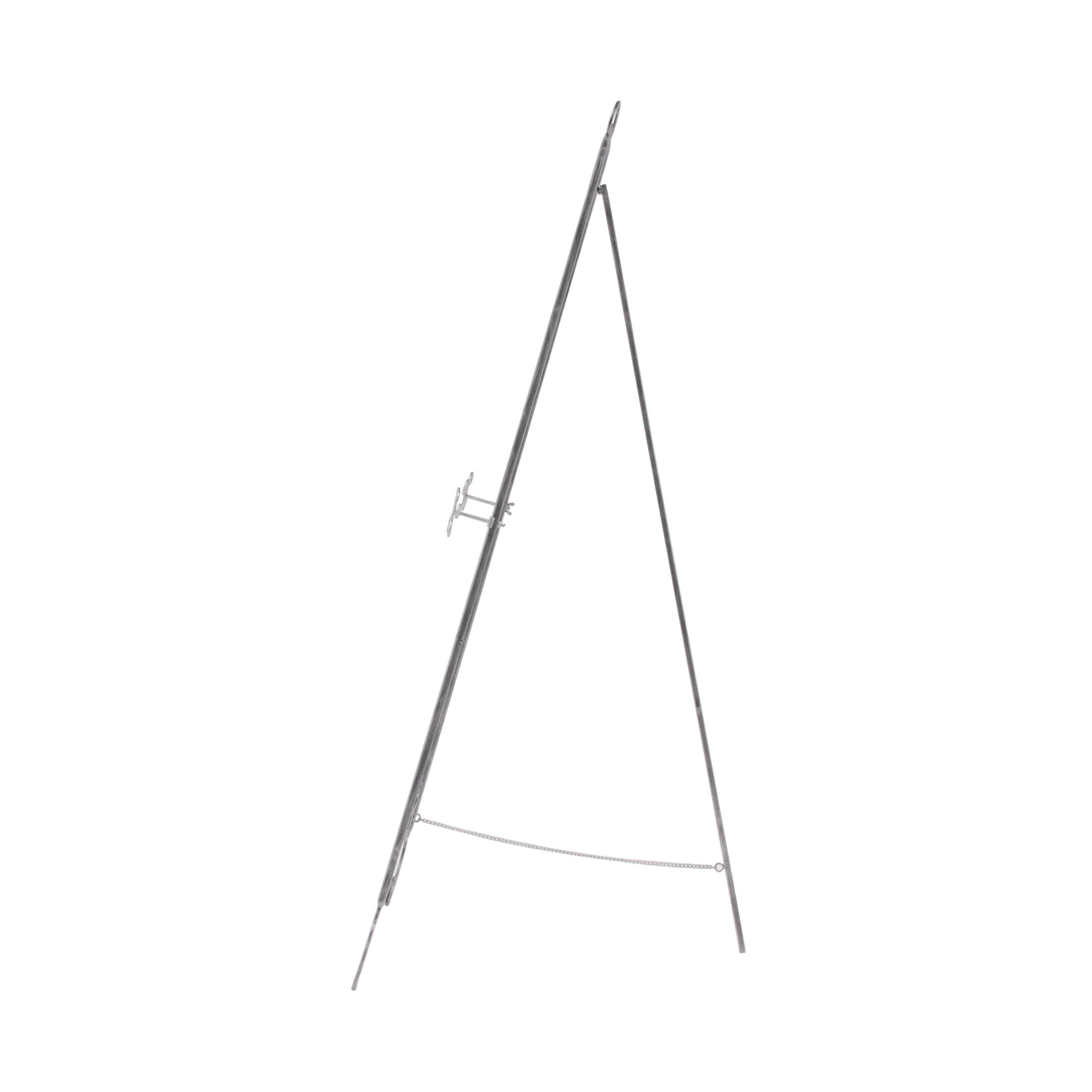 DecMode 25" x 70" Silver Metal Tall Adjustable Floor 3 Tier Scroll Easel, 1-Piece