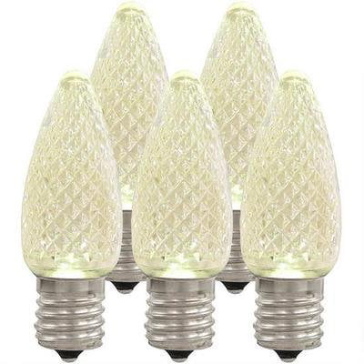 Holiday Lighting Outlet LED Faceted C9 Sun Warm White Replacement Christmas Light Bulbs for E17 Sockets, Energy Efficient, Commercial Grade, 5 Diode 0.58 Watt (LED) Bulb. 25 (Best Energy Efficient Bulbs)