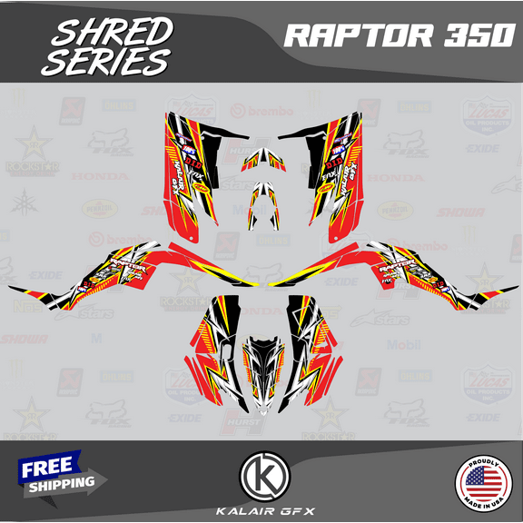 Kalair GFX Graphics Kit for Yamaha ATV RAPTOR 350 (All Years) Shred Series