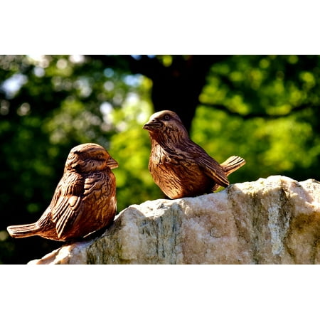 - LAMINATED POSTER Bronze Birdie Figures Sit Cute Poster Print 24 x 36