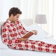thumbnail image 6 of Salouo Plaid Heart Print Button-Front Long Sleeve Pajama Set for Men, Soft 2Pjs Men's Long Sleeve Sleepwear-Medium, 6 of 7