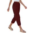 thumbnail image 5 of Admvng Linen Capri Pants for Women Elastic Waist Summer Casual Comfortable Cropped Pants, 5 of 9