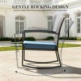 thumbnail image 2 of WWR Rocking Patio Bistro Sets 3 Piece - All-Weather - Conversation Furniture Set, Wicker Rattan Outdoor Front Porch Chair for Balcony, Porch, Garden, Backyard, Poolside,Blue, 2 of 8