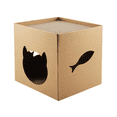 thumbnail image 1 of Cat Cardboard House with Scratch Pads Play & Home Decor for Cat Birthday, Bunny Small Animals Hideout, 1 of 8