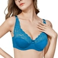 thumbnail image 1 of B91xZ Womens Double Support Wireless Bra Adjustable Strap Soft Smoothing Wireless Bra,Blue 100, 1 of 5