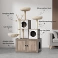 thumbnail image 2 of Garvee Cat Tree with Litter Box Enclosure, All-in-One Modern Cat Tower with Scratching Post, Dangling Balls, Cat Basket & Top Perch - Grey, 2 of 8