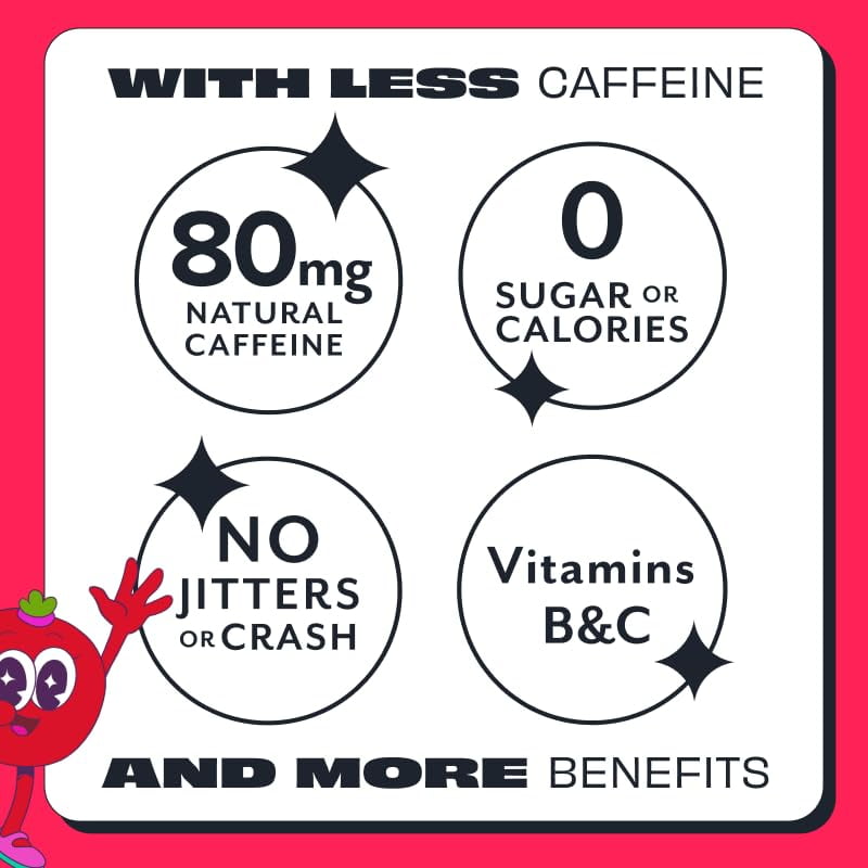 ASPIRE® Cranberry Energy, Healthy Energy Drink 80mg Natural Caffeine, Zero Sugar No Carbs Keto Friendly, 12 Pack Green Tea Sugar Free Drink Low Caffeine Zero Calorie