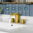 thumbnail image 3 of Gold Bathroom Sink Faucet 3 Hole, 8 Inch Widespread Waterfall Square Bathroom Faucets with Metal Pop-up Drain and Cupc Hose Two Handle for Vanity, Lavatory Sink, 3 of 9