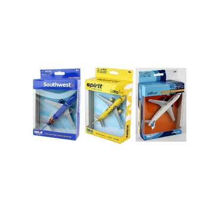 Daron 3 Pack Southwest JetBlue And Spirit airline airplane Die-cast Toy Planes