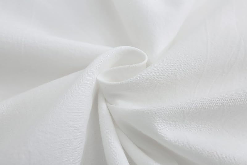 Ivory White Crocheted Lace Pillow Shams with Long Ruffles Cotton Standard Twin Size Pillowcases 26"X20" 2-Pack