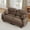 Brown + Chenille + 2 Seat, variant on Pleated Design Cozy Chenille Fabric 2 Seater Modular Sofa with High-Density Ergonomic Foam Seat, Curved Round Armrests and 2 Round Throw Pillows,Brown