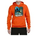 thumbnail image 2 of Wild Bobby, Wolf Howling At the Full Moon Wolf Pack Animal Lover Unisex Graphic Hoodie Sweatshirt, Orange, Large, 2 of 3