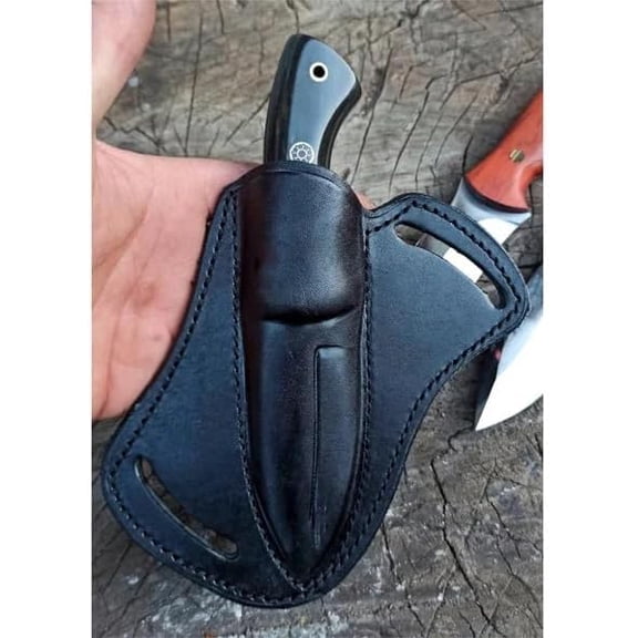 Hunting Knife 1075 Carbon Steel and Micarta Handle - Fixed Blade Made Camping Knives Bushcraft Survival with Leather Sheath