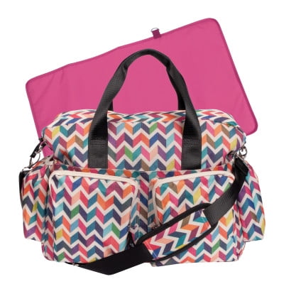 Trend Lab Deluxe French Bull Duffle Diaper Bag with Changing Pad, Rainbow