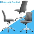 thumbnail image 3 of JOINSUN Mid-Back Vanity Chair, Adjustable Rolling Chair, Armless Modern Design for Home Office, Makeup & Small Spaces - Gray, 3 of 7