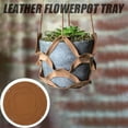 thumbnail image 1 of Leather Flowerpot Tray, Multi-Hollow Succulent Basket, 8-Inch Diameter, Rustic Design, for Home Decor, Wall Mount Planter, Natural Fiber Material, Modern Living Room, Office Desk Accessory Akmoler, 1 of 9