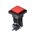 thumbnail image 4 of Juego de botón pulsador 34x34 cuadrado interruptor iluminado LED de 12V con microinterruptor para juegos de video de arcade rojo, 5 piezas, 4 of 5