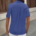 thumbnail image 4 of gakvbuo Summer Button-Up Shirts for women Button Down Tops Women'S Solid Color Pocket Blouses Short Sleeve Button-Up Turndown Collar Top, 4 of 7