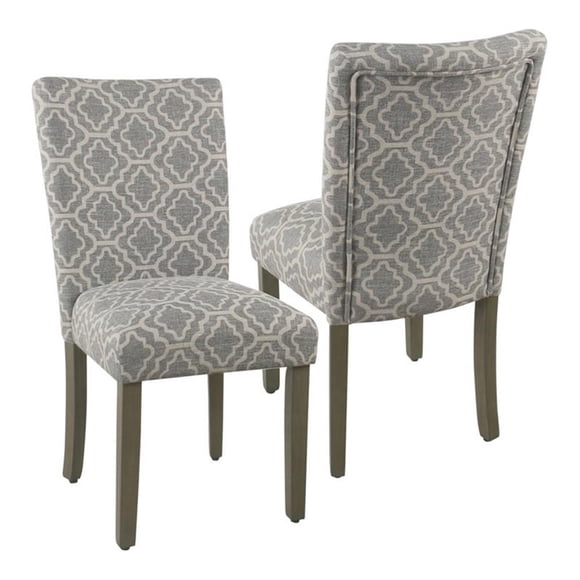 HomePop 38" Fabric Geometric Parsons Dining Chairs in Ash Gray (Set of 2)