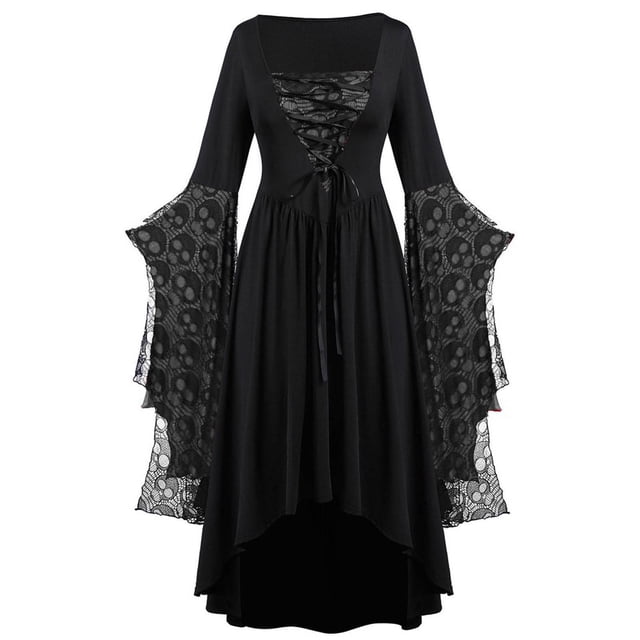 Halloween TIMIFIS Gothic Clothes For Women Womens Plus Size Medieval Costume Gothic Maxi Dress Halloween Steampunk Traditional Irish Dress Renaissance Clothes Halloween Costumes For Women