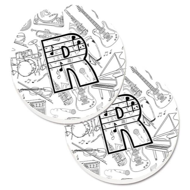 Carolines Treasures CJ2007-RCARC Lettre R Lettre de Note Musicale Ensemble de 2 Tasses Porte-Auto Coaster