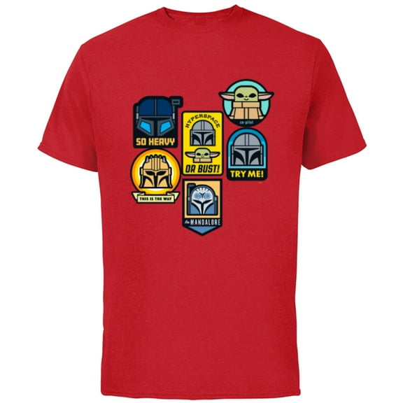 Star Wars The Mandalorian Season 3 Character Stickers Grogu - Short Sleeve Cotton T-Shirt for Adults - Customized-Red