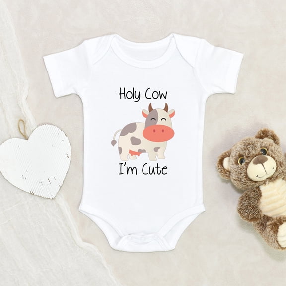 Ranch Animals Baby Clothes - Holy Cow I’m Cute Clothes - Cow Baby Clothes - Funny Baby Clothes