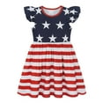 thumbnail image 5 of Utlike Girls Summer Dresses Independence Day Dresses Toddler Butterfly Sleeves Dress Casual Party School Dresses For Kids Elegant Sundress For Little Girls Size 5 Years-6 Years, 5 of 6