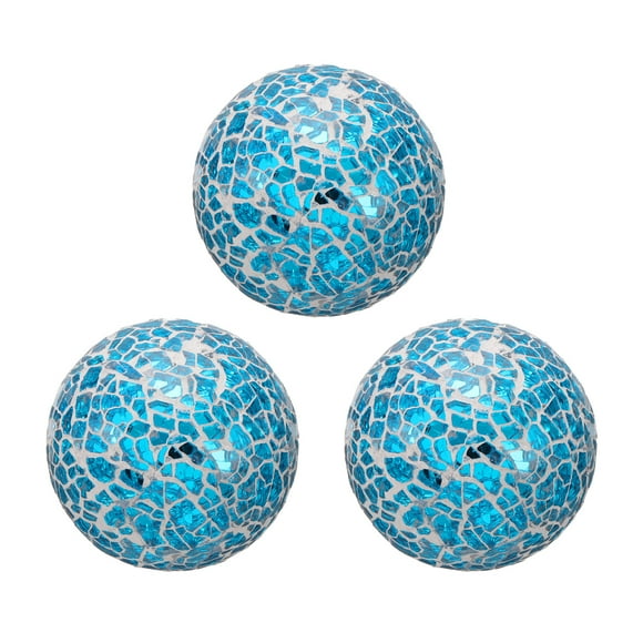 Uxcell 3Pcs Bolas de Vidrio Decorativas de 2.36 Pulgadas, Esferas para Centro de Mesa, Bolas de Vidrio Mosaico para Decorar Cuencos, Jarrones, Mesa de Comedor, Fiesta, Azul Profundo