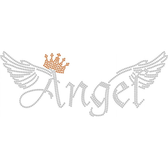 Angel Crystal Rhinestone Heat Transfer Crown Angel Wings Iron on Bling Decor Hot Fix Applique