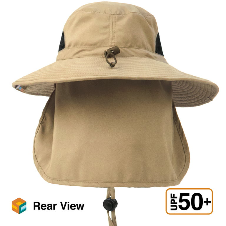 Sun Cube Fishing Hat Sun Hat for Men, Women, Hiking Sun Hat with Neck Flap, Wide Brim, Chin Strap, Safari Summer Bucket Boonie Hat, UPF 50+ Outdoor