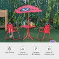 thumbnail image 4 of Outsunny Kids Folding Picnic Table and Chair Set Pattern Outdoor Garden Patio Backyard with Removable & Height Adjustable Sun Umbrella Red, 4 of 10