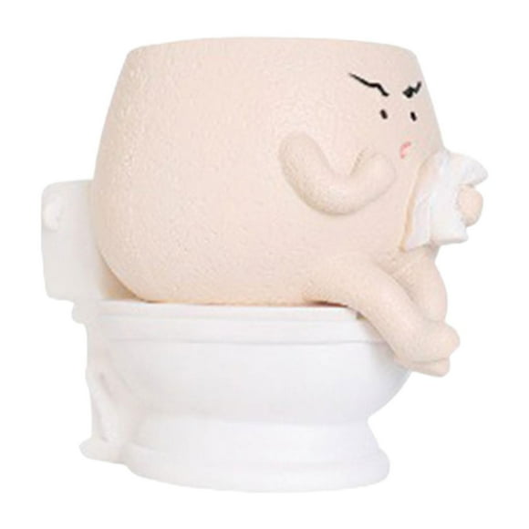 Maceta autorriego con orificio de drenaje, divertida maceta para inodoro, para decoración del hogar, jardín y balcón.