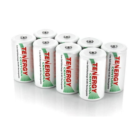 Card Sized Battery Tenergy Centura 1.2V NiMH Rechargeable D Battery, 8000mAh Low Self Discharge D Cell Batteries, Pre-charged D Size Battery, 8 Pack 4 Cards 8XD ()
