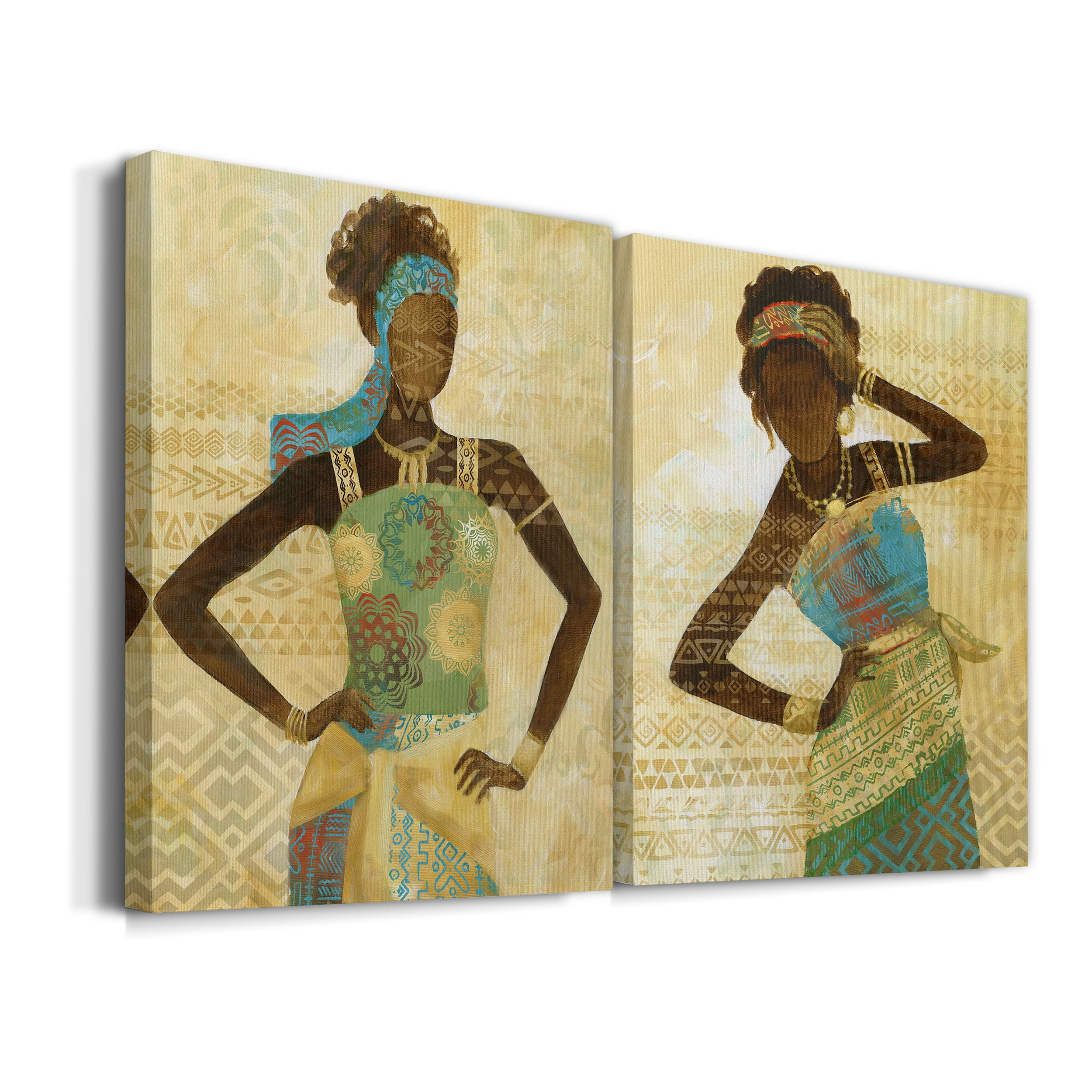 Tribal Vision I Premium Gallery Wrapped Canvas - Ready to Hang - Set of 2 - 18 x 27 Each