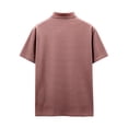 thumbnail image 4 of Kalauyu Mens Striped Knit Tops Summer Cotton Blend Short Sleeve T Shirts Loose Turn Down Collar with Pocket Button Daily Casual Shirts, 4 of 5