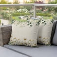 thumbnail image 3 of Eucalyptus Leaf Chamomile Outdoor Pillow Covers Pack of 2 Vintage White Floral Rustic Green Plant Linen Texture Waterproof Throw Pillow Covers Decorative Cushion Cases for Patio Garden 20x20 inch, 3 of 9
