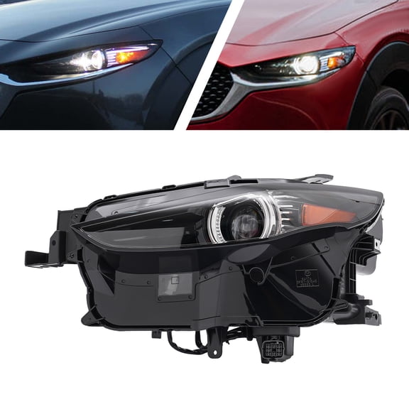 LED Headlamp Headlight Assembly w/LED DRL Replacement For 2020 2021 2022 2023 Mazda CX30 CX-30 Clear Headlight Black Housing DGH9-51-030A DGH9-51-040A (Driver Side) NON-AFS