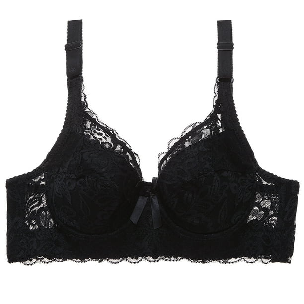 Koszal Plus Size Solid Color Floral Lace Sexy Bra Women Underwired