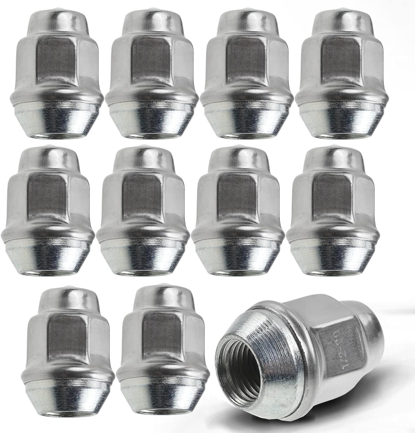 A-Premium 10-PC Wheel Lug Nuts 1/2-20 Compatible with Dodge Charger, Challenger, Dakota, Durango, Ram 1500, B100 & AMC & Jeep Wrangler, Cherokee & Plymouth GTX & Volvo 240, 244, 245, for# 6036310AA