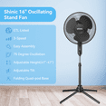 thumbnail image 5 of Shinic 16" 3-Speed Oscillating Pedestal Fan with Folding Base, Adjustable Height and Tilt,41"- 47", Black, 5 of 10