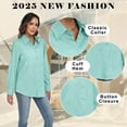 thumbnail image 5 of VDJ Womens Button Down Shirts Long Sleeve Casual Collared Business Blouse Lightweight Casual Work Tops Size M, 5 of 9