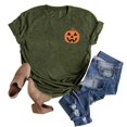 thumbnail image 4 of Halloween Shirts for Women T-Shirts Womens Fall Pumpkin T Shirts Funny Short Sleeve Halloween Graphic Tees Tops Green XL, 4 of 7