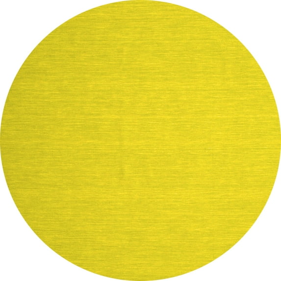 Ahgly Company Indoor Round Abstract Yellow Contemporary Area Rugs, 4' Round