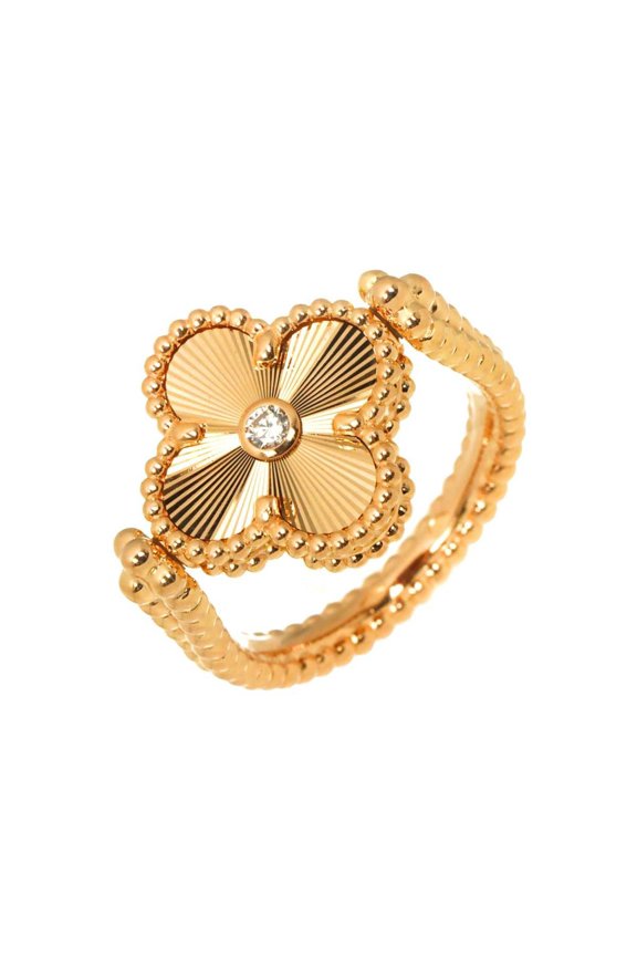 Pre-Owned Van Cleef & Arpels Alhambra #53 Ring with Diamonds and Carnelian, 18K Gold, PG 750,...