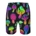 thumbnail image 3 of Honeii's Bright Mushrooms Print Men's Casual Shorts with Drawstring，Swim Trunks Quick Dry Beach Shorts, 3 of 5