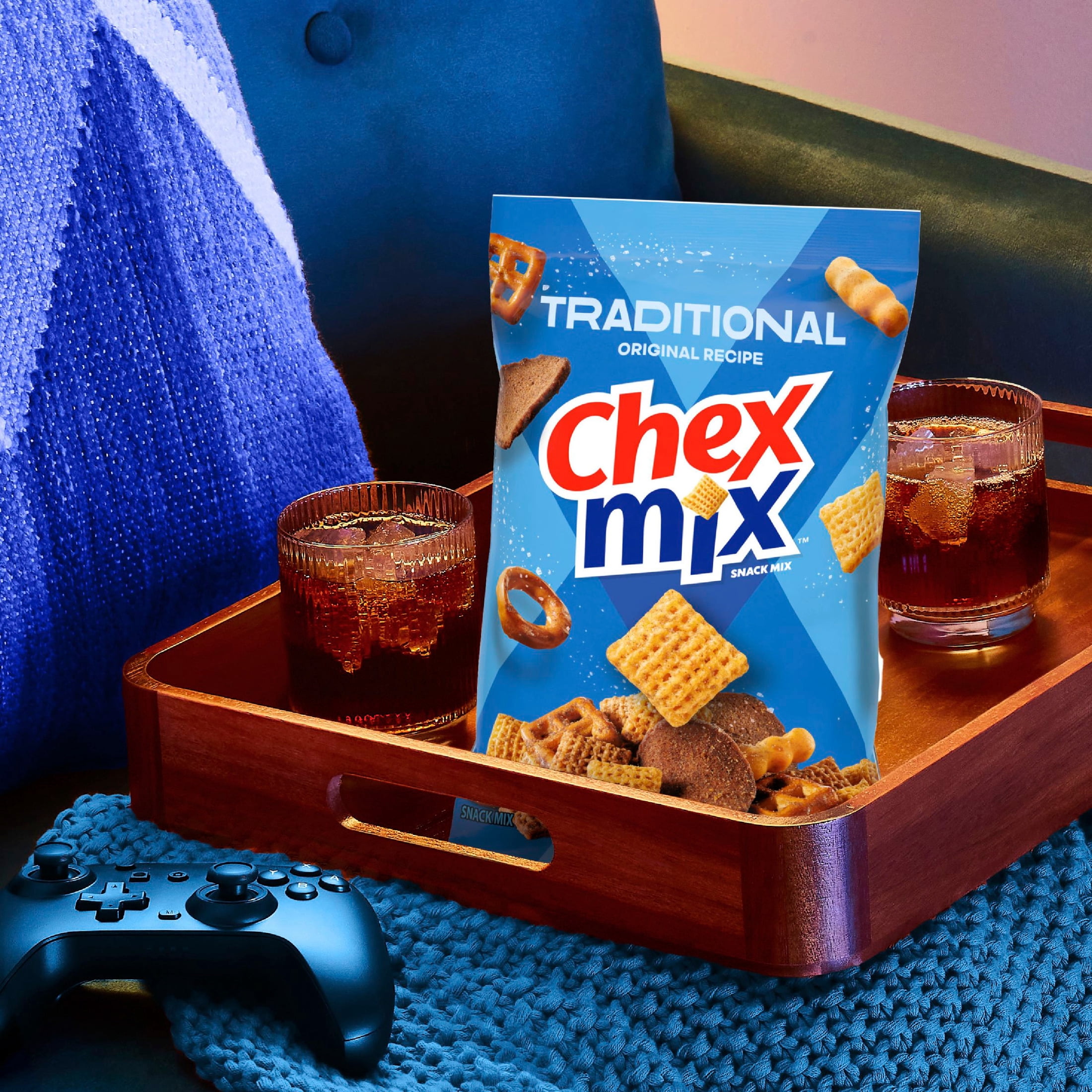 (8 pack) Chex Mix Traditional Original Recipe Snack Mix, Savory Snack Bag, Family Size, 13.5 oz