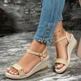 thumbnail image 3 of Womens Espadrilles Buckle Ankle Strap Wedge Sandals Open Toe Fashion Band 2026 Summer Dressy Wedges Heels Yellow Size 6, 3 of 6