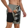 thumbnail image 2 of Lsque Cartoon Pandas Basketball Pattern Mens Swim Trunks- Bathing Suit Compression Liner - Beach Swim Shorts Swimwear - (S-3XL) - Stretch Quick Dry-Large, 2 of 6